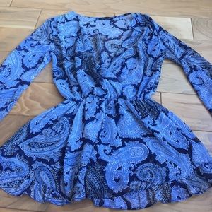 blue paisley romper