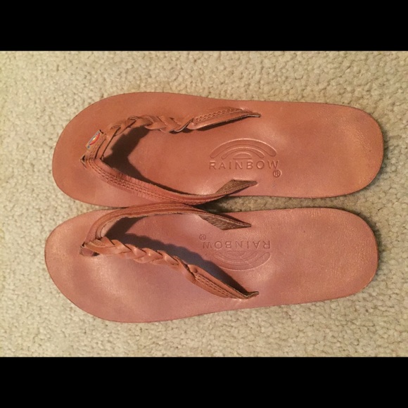 NEVER WORN NWOT Rainbow Flirty Braided Flip Flops