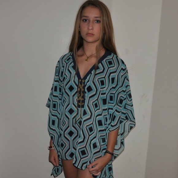 Michael Kors green/ blue blouse