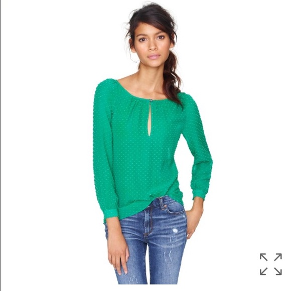 J. Crew Chiffon Swiss Dot Blouse - Picture 2 of 2