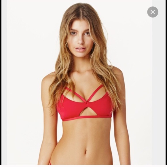XS Blue Life Malibu Crush Bikini Top in Red