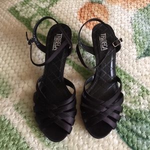 Black Peep Toe Sandals leather sole