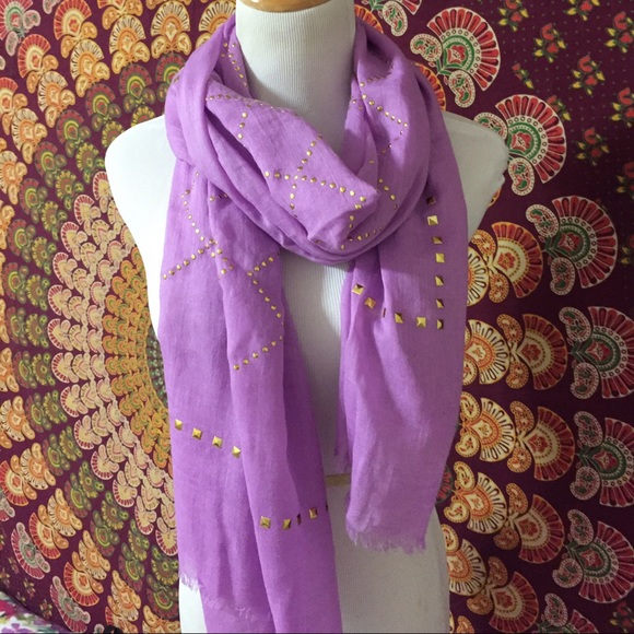 Gold Studded Scarf - Lilac