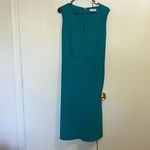 Calvin Klein size 16 W teal dress with gold clasp