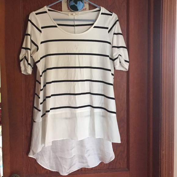 Anthro black & white stripe trapeze top
