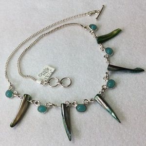 FINAL SALE PRICE Silver, Mother of Pearl & Chalcedony Necklace