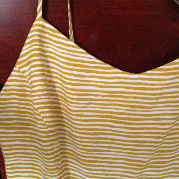 mustard/white striped dress•fitted through waist• - Picture 2 of 3
