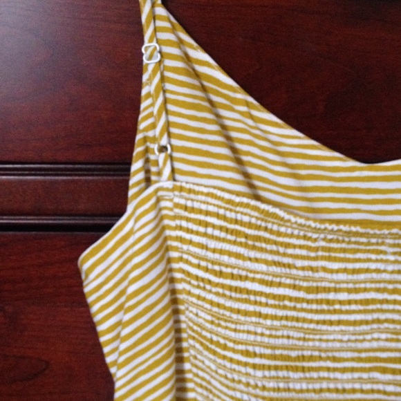 mustard/white striped dress•fitted through waist• - Picture 3 of 3