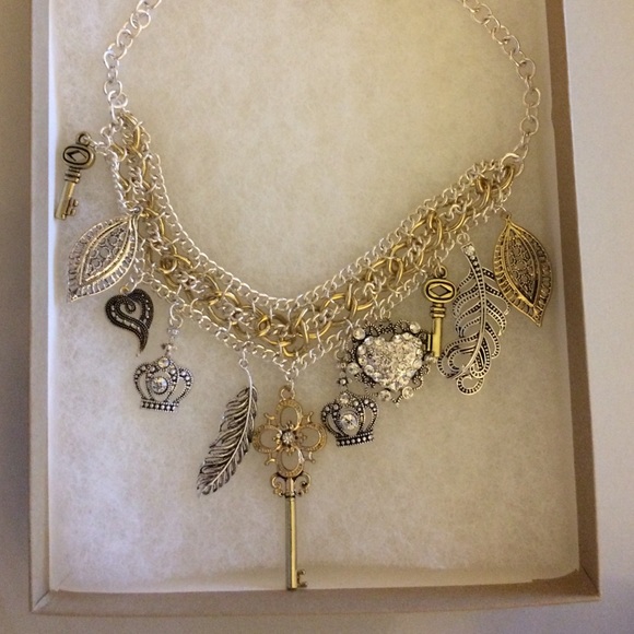 antiqued finish charm necklace