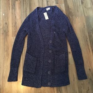 thick knit blue cardigan