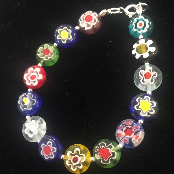 Millifiore Hand Crafted Glass Beads Sterling,NWT