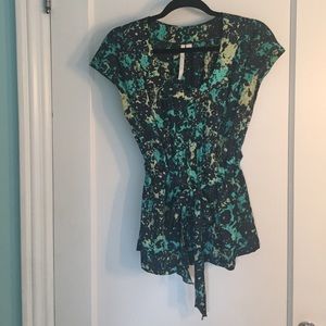 Floral print satin feel blouse