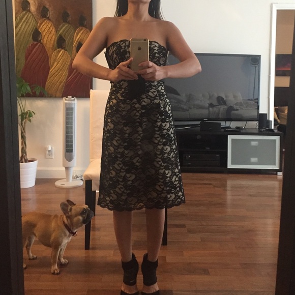 Chic black/beige cocktail dress - Picture 1 of 2