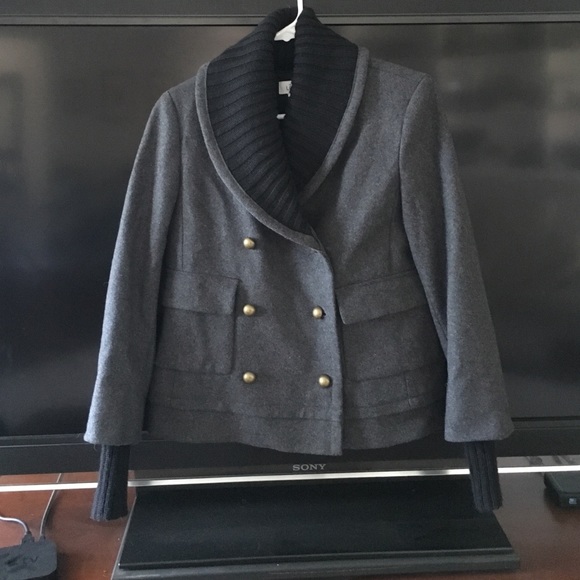 Black and gray pea coat type jacket