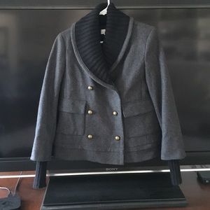 Black and gray pea coat type jacket