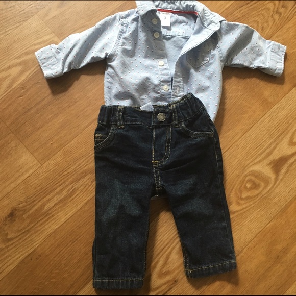 Bottom snap button down shirt with jeans