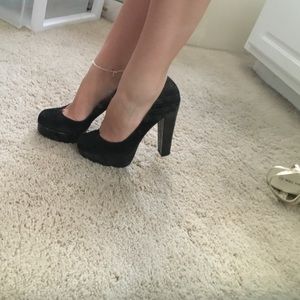 Classic black chunky heels