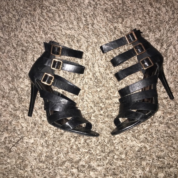 Black heeled sandals