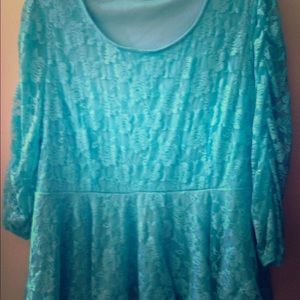Laced teal blouse. Loved and gently worn.