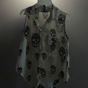 Collared skull button down shirt