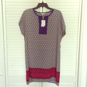 Pleione Blue Printed Shift Dress