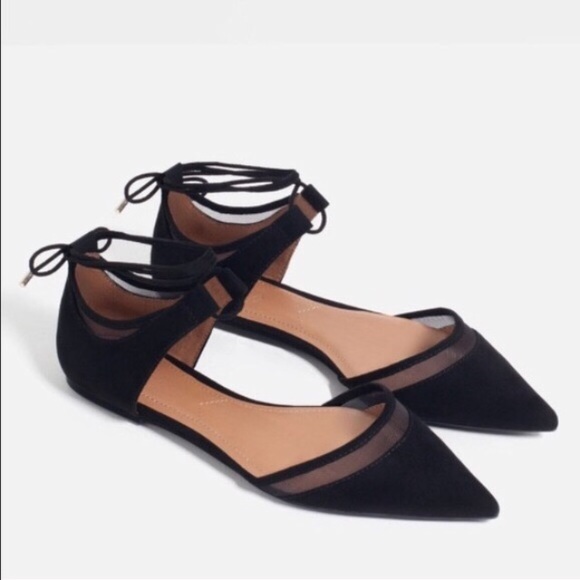 Zara Shoes - ZARA mesh insert lace up flats