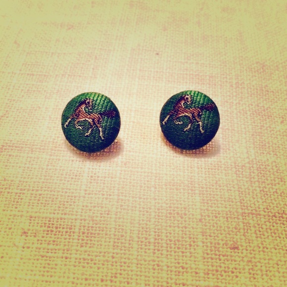 ARTISAN MADE GROSGRAIN "BUTTON" EARRINGS