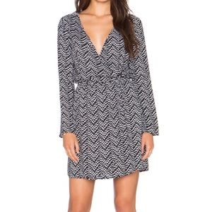 Splendid Plume Print Long Sleeve Wrap Dress