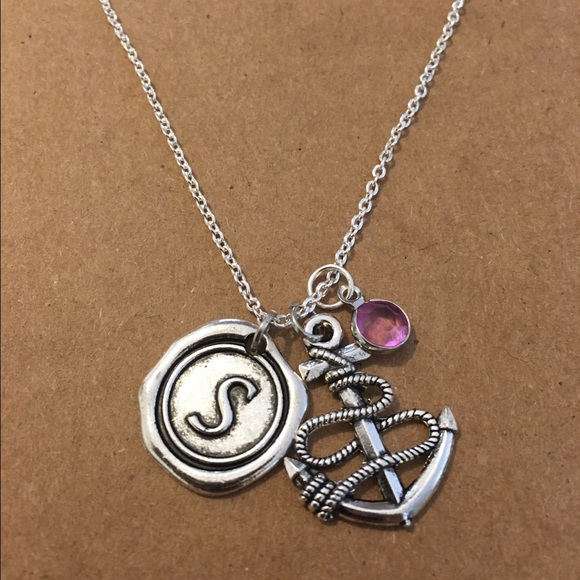 Anchor personalized charm necklace