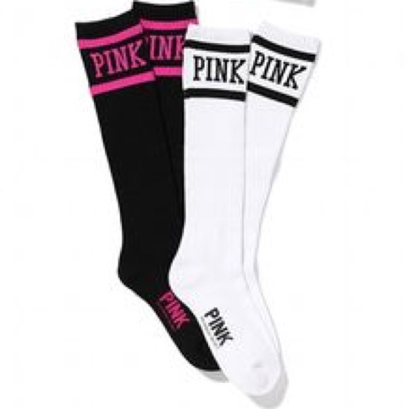 Victoria Secret black-pink and white-pink sock