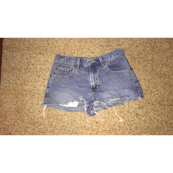 Distressed jean shorts