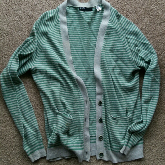 Green Grey striped Cardigan