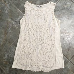 Moa Moa cream lace knit top