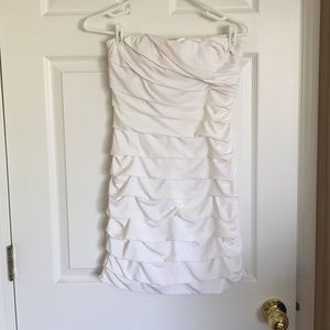 White layered strapless dress