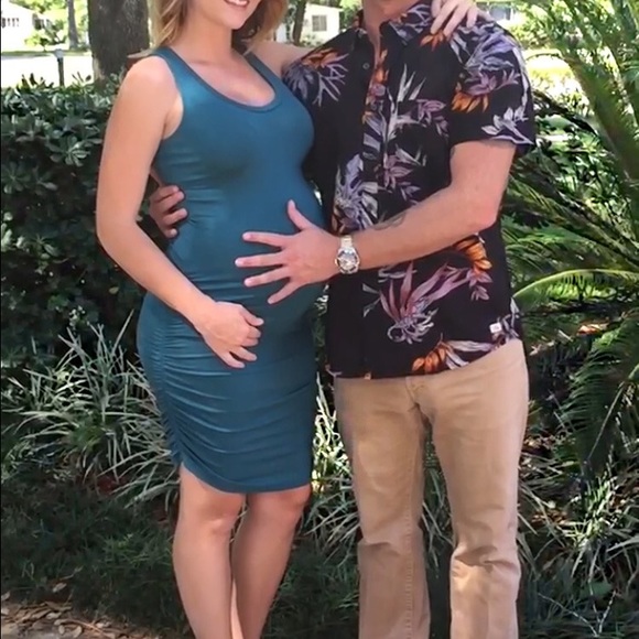 Teal body con dress