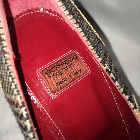 GOFFREDO FANTINI Plaid Wool Croc LTHR Trim PUMPS - Picture 3 of 4