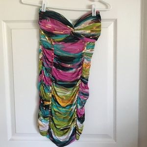 Multicolored strapless dress