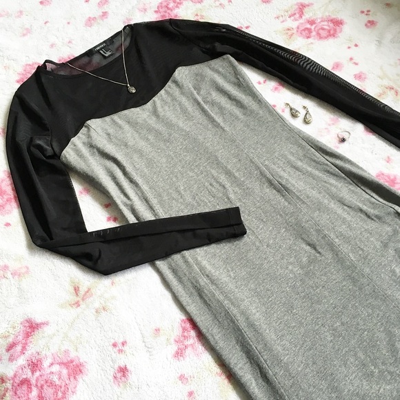 ❤️5/$25 Gray Bodycon Mini Dress Sheer Mesh Top