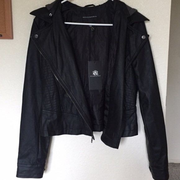 Hooded Faux Leather Jacket