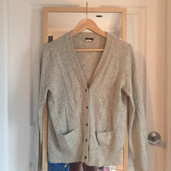 Grey wool jcrew cardigan.