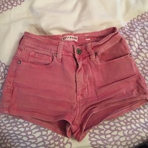 Pink stretchy denim shorts