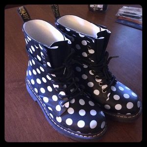 Black Polka Dot Doc Martens Rubber 1960s