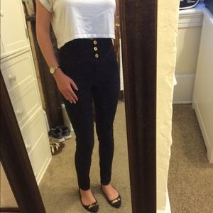 Charlotte Russe High-Waist Pants With Gold Buttons