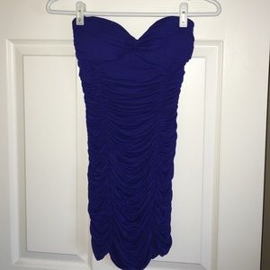 Blue strapless dress