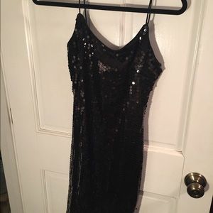 Black sequined mini dress