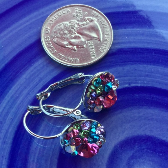 🌺Rhodium Plated Multifaceted Crystal Earrings🌺 - Picture 2 of 4