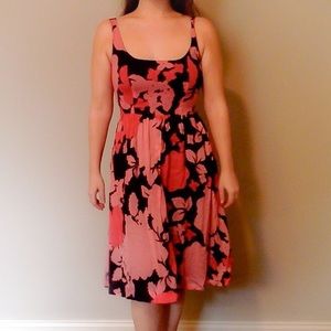 Kensie Pretty Black with Pink Floral Sun Dress