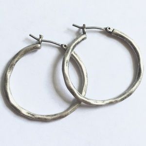 🔵 BOGO VINTAGE HANDCRAFTED SILVER HOOP EARRINGS