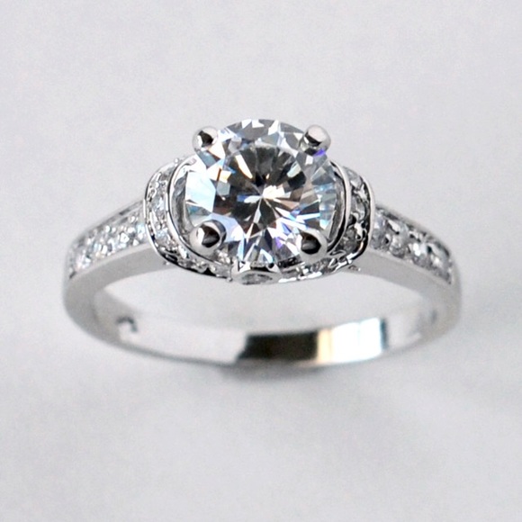 Hand cut CZ engagement ring