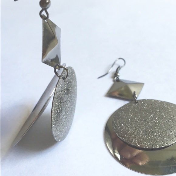 🔵 BOGO VINTAGE SILVER MIRROR EARRINGS - Picture 2 of 3